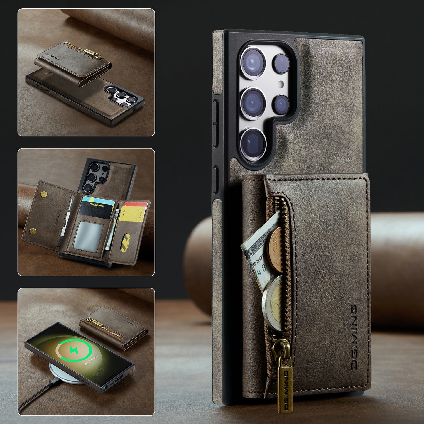 2 in 1 Magnetic RFID Wallet Case for Samsung