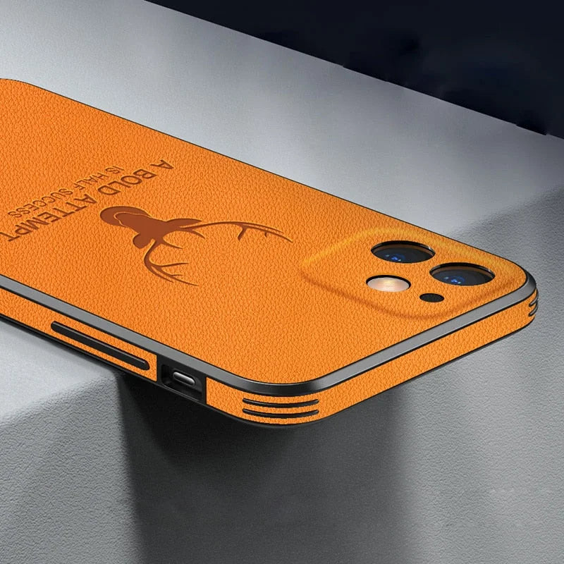 Square Leather Shockproof Case For iPhone