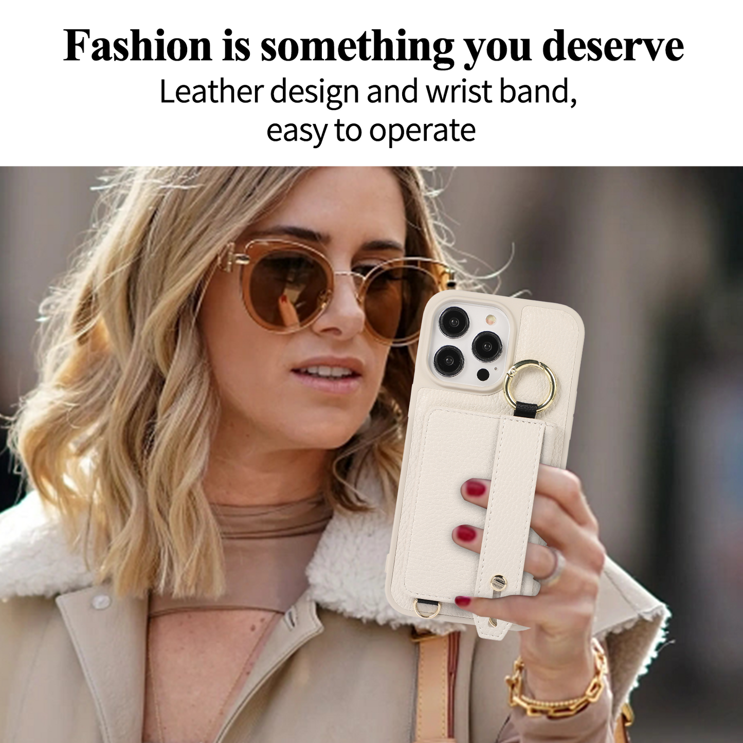 Fashionable Litchi Pattern Crossbody Wallet Phone Case for iPhone