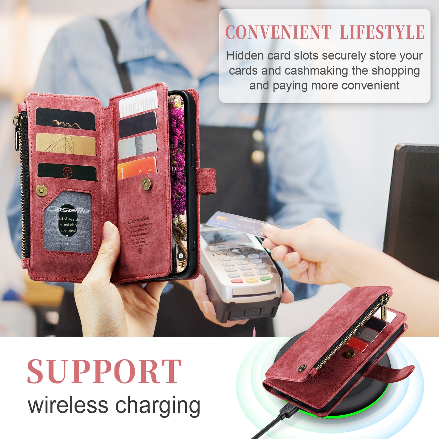 2-in-1 abnehmbare Leder-Brieftaschenhülle für das iPhone