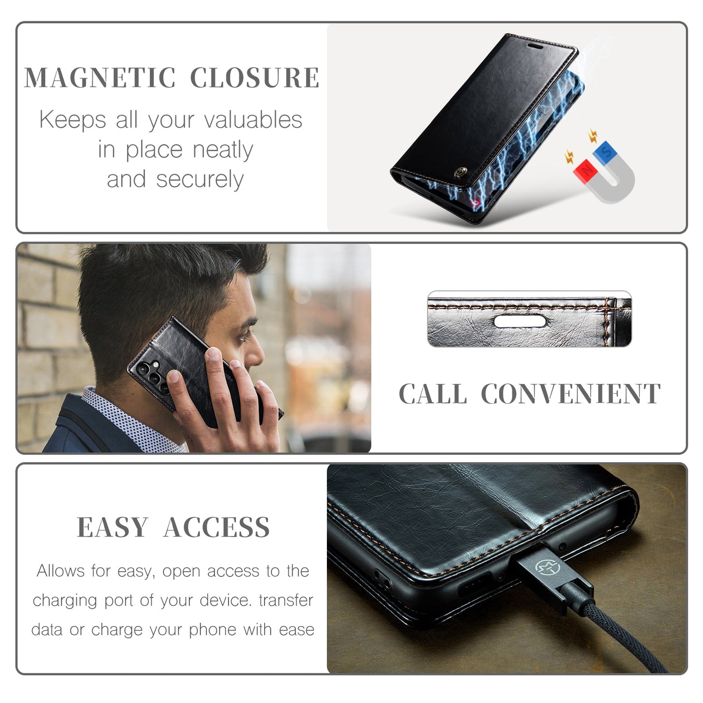 Luxury Flip Leather Phone Case for Samsung Galaxy A