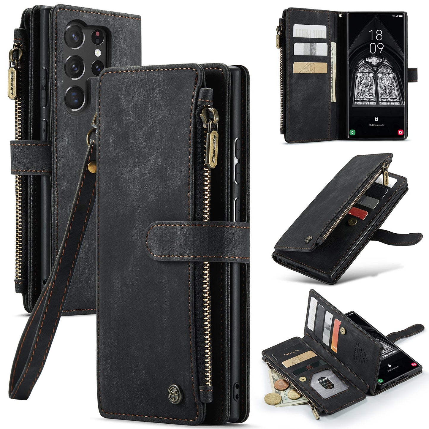 2-in-1 abnehmbare Leder-Brieftaschenhülle für Samsung Galaxy