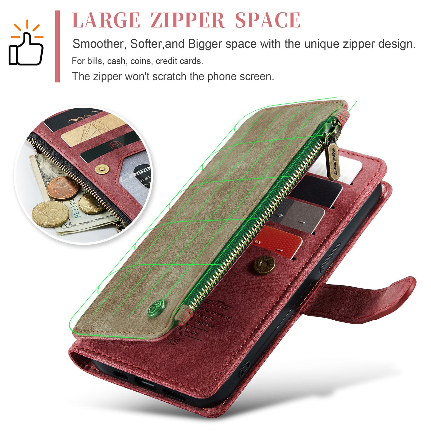 2-in-1 abnehmbare Leder-Brieftaschenhülle für das iPhone