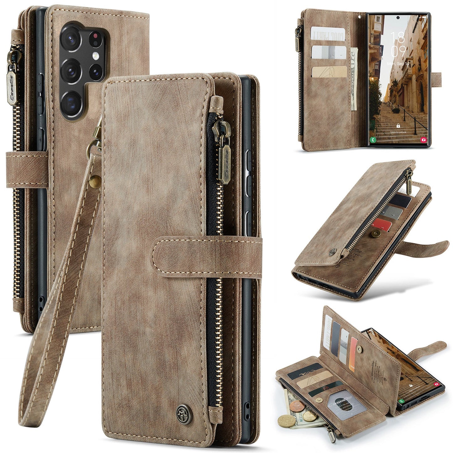 2-in-1 abnehmbare Leder-Brieftaschenhülle für Samsung Galaxy