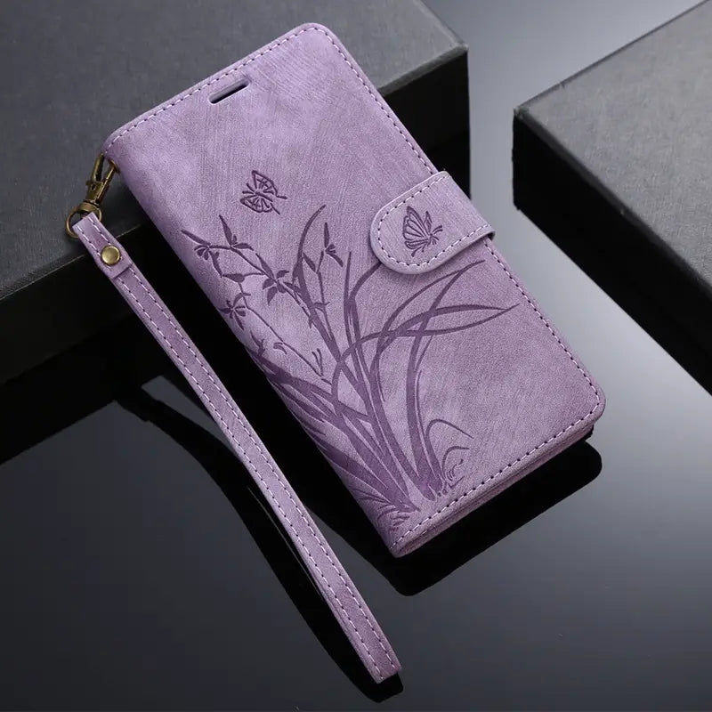 Stylish Flower Flip Case with Lanyard and Card Slot for Google Pixel