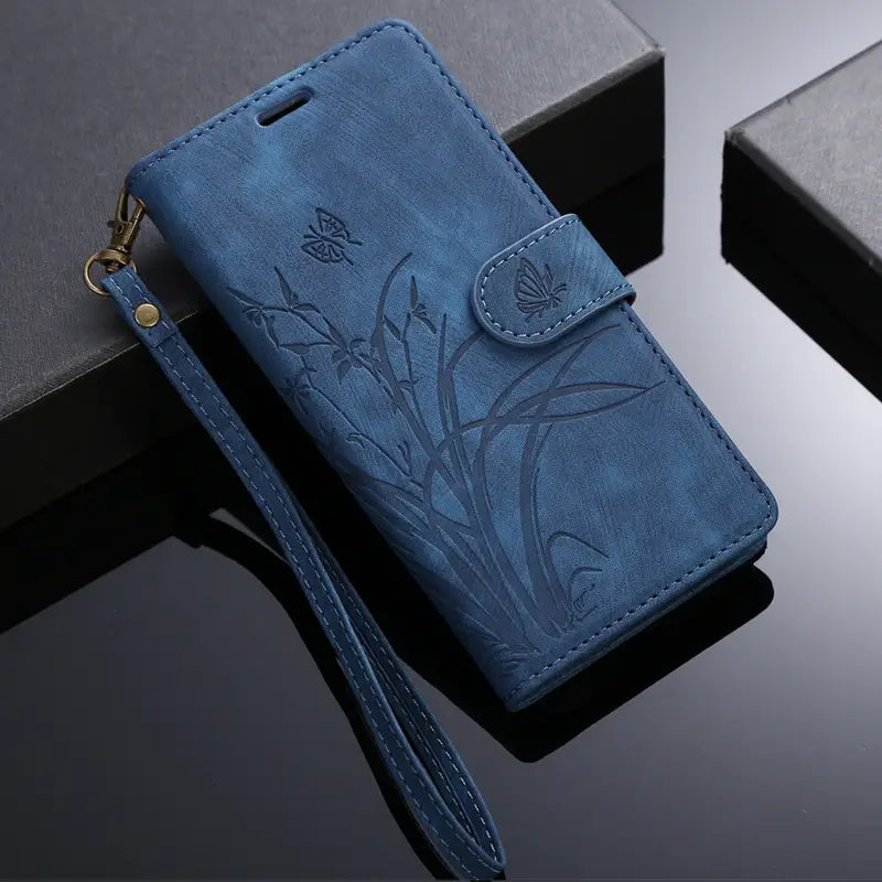 Stylish Flower Flip Case with Lanyard and Card Slot for Google Pixel