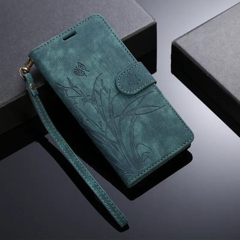 Stylish Flower Flip Case with Lanyard and Card Slot for Google Pixel