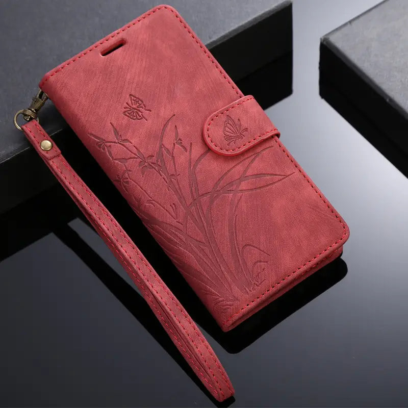 Stylish Flower Flip Case with Lanyard and Card Slot for Google Pixel