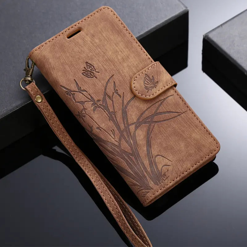 Stylish Flower Flip Case with Lanyard and Card Slot for Google Pixel
