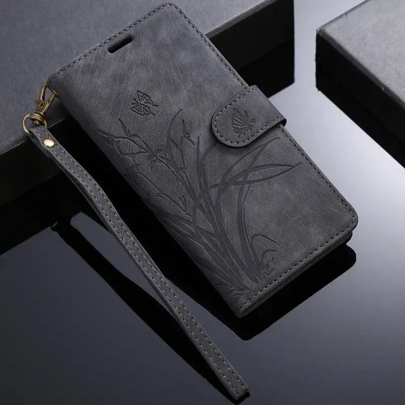 Stylish Flower Flip Case with Lanyard and Card Slot for Google Pixel