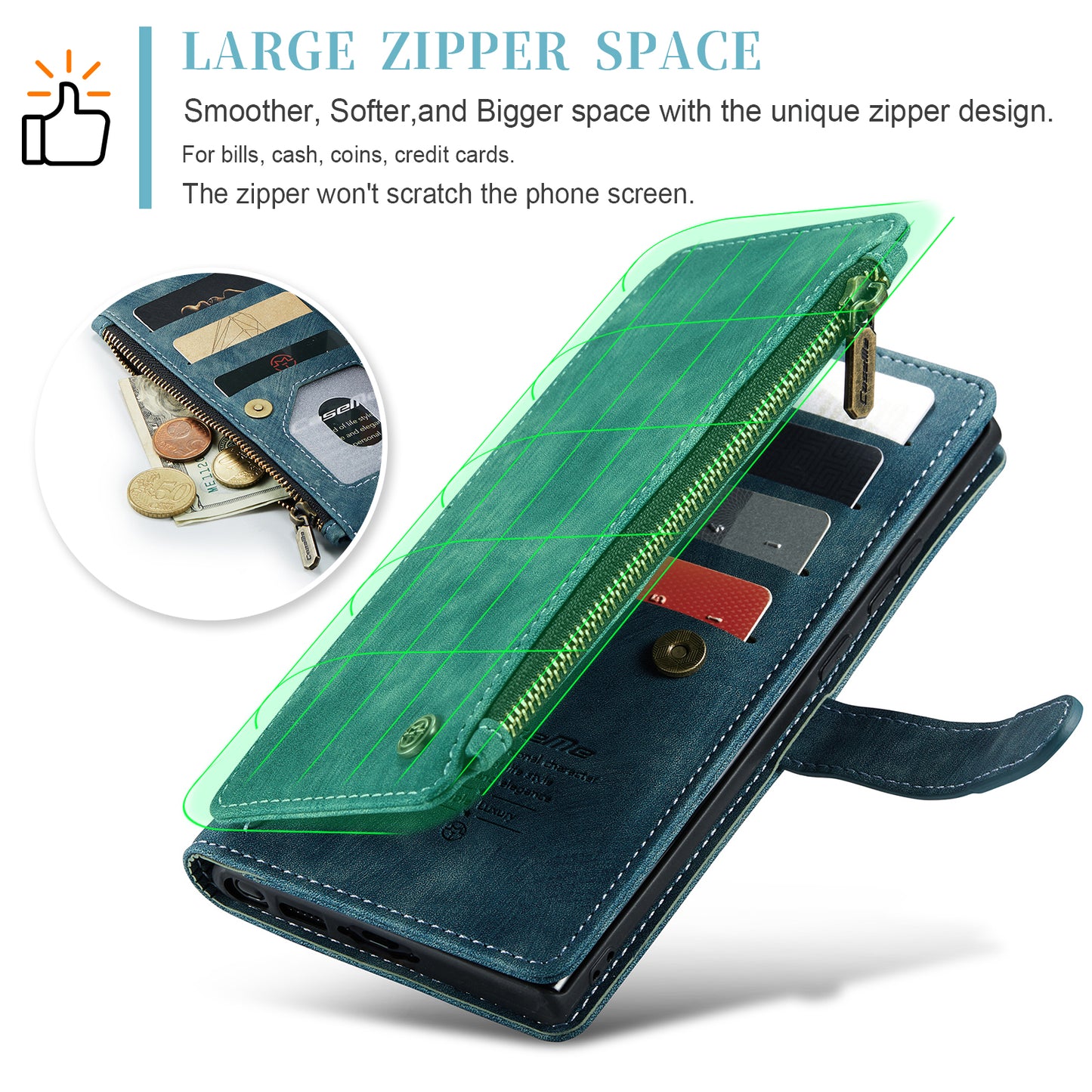2-in-1 abnehmbare Leder-Brieftaschenhülle für Samsung Galaxy