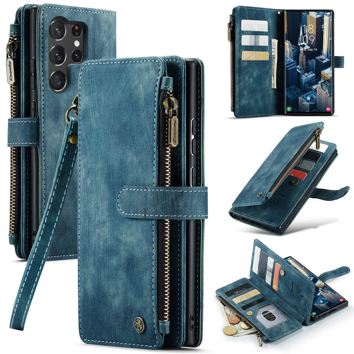 2-in-1 abnehmbare Leder-Brieftaschenhülle für Samsung Galaxy