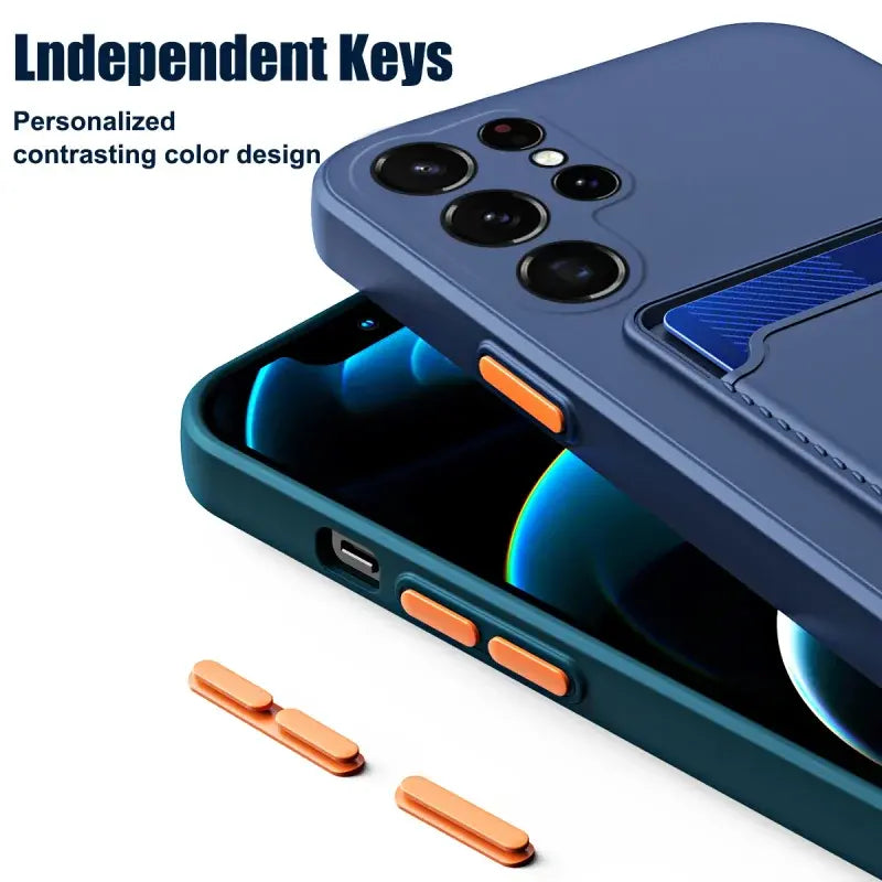 Card Slot Soft Silicone Wallet Phone Case for Samsung Galaxy