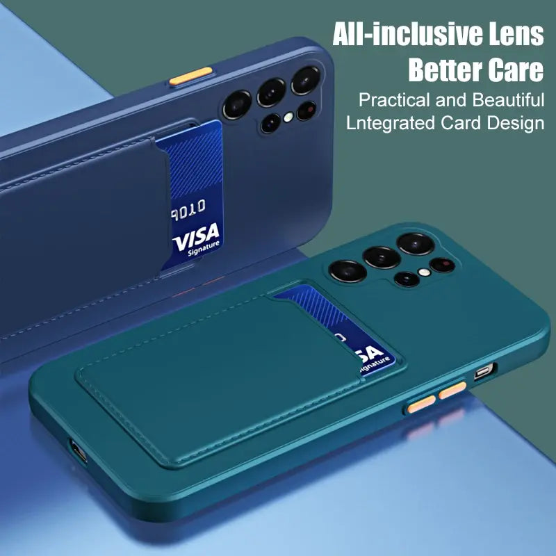 Card Slot Soft Silicone Wallet Phone Case for Samsung Galaxy