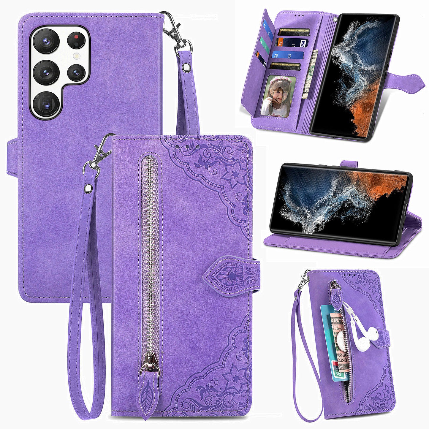 2-in-1 abnehmbare Leder-Brieftaschenhülle für Samsung Galaxy