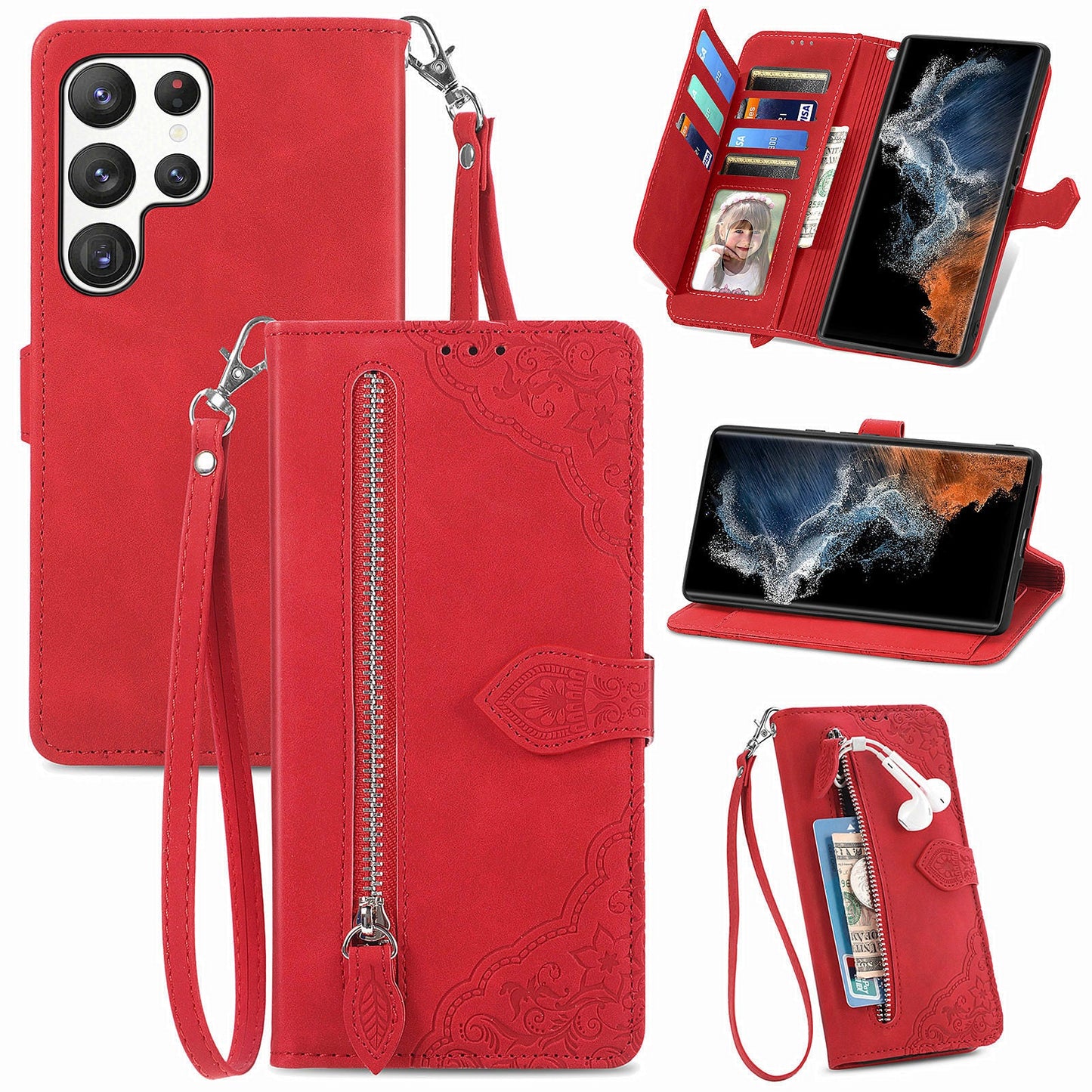2-in-1 abnehmbare Leder-Brieftaschenhülle für Samsung Galaxy