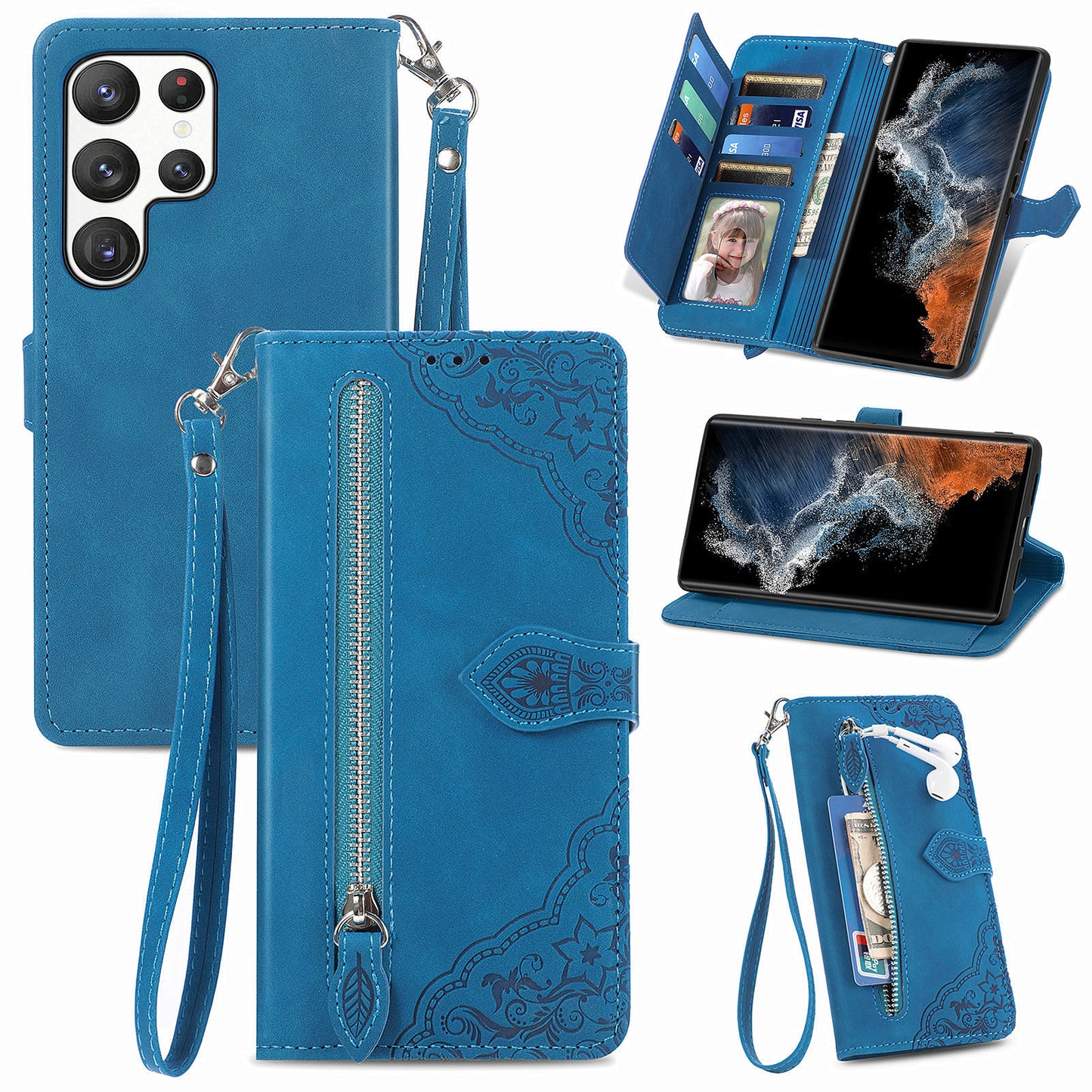 2-in-1 abnehmbare Leder-Brieftaschenhülle für Samsung Galaxy