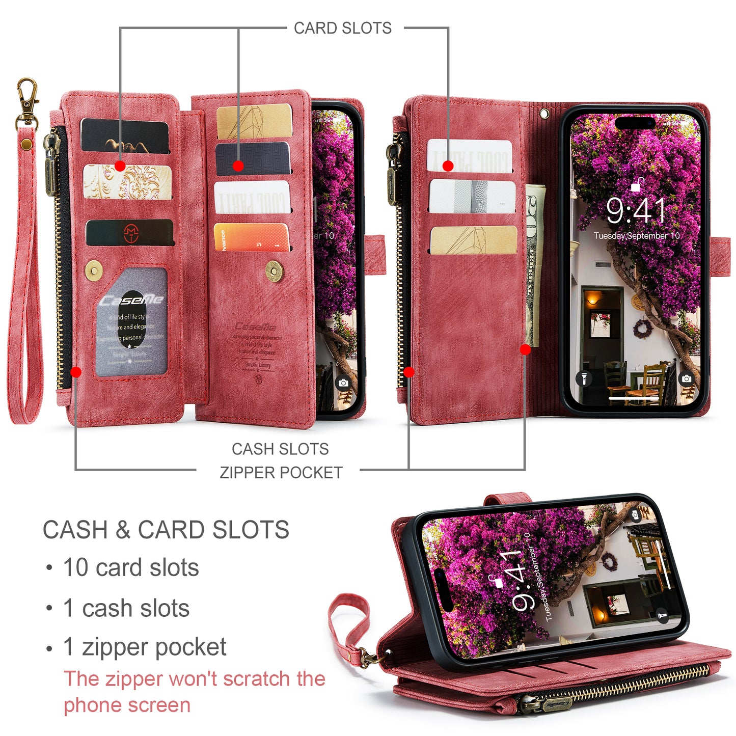 2-in-1 abnehmbare Leder-Brieftaschenhülle für das iPhone