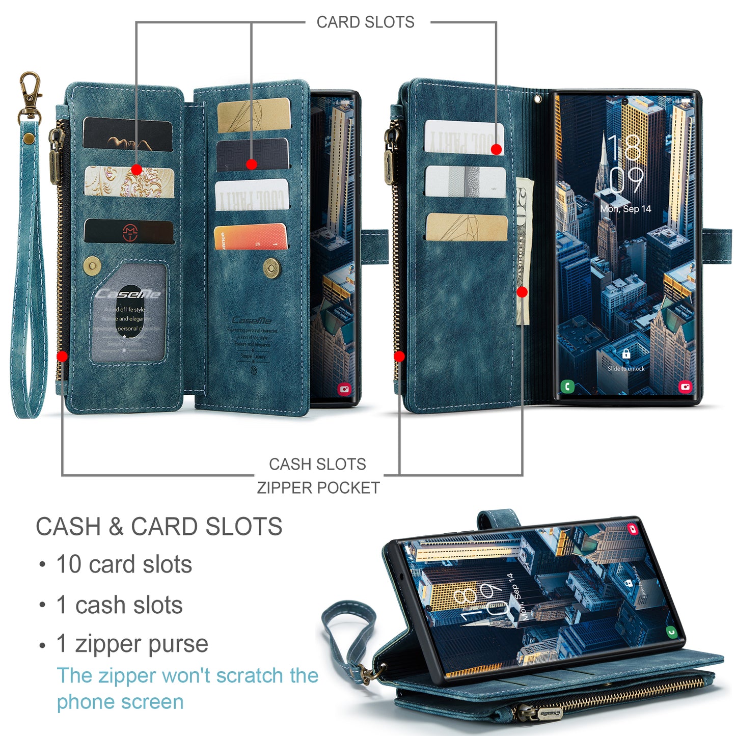 2-in-1 abnehmbare Leder-Brieftaschenhülle für Samsung Galaxy
