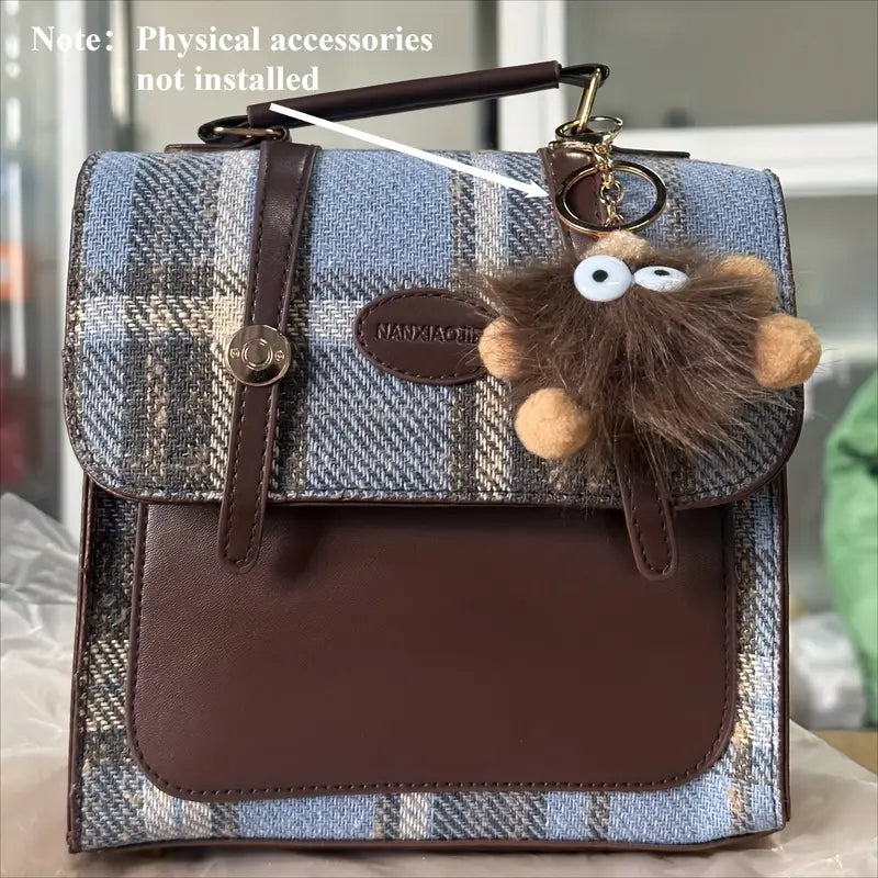 Trendy British Plaid Backpack for Women - Casual Satchel with Buckle Closure, Hand Washable