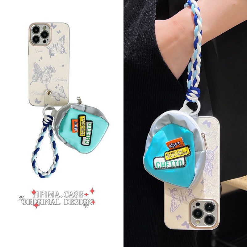 Blue Butterfly Small Coin Purse Phone Case for iPhone