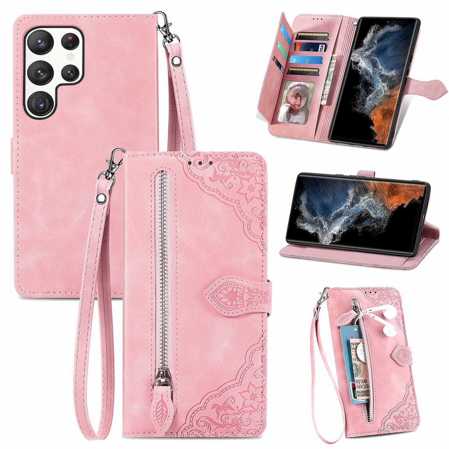2-in-1 abnehmbare Leder-Brieftaschenhülle für Samsung Galaxy