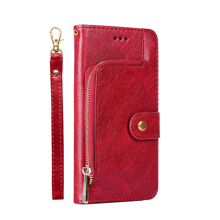 Zip Wallet Credit Card Slot Leather Flip Case for iPhone