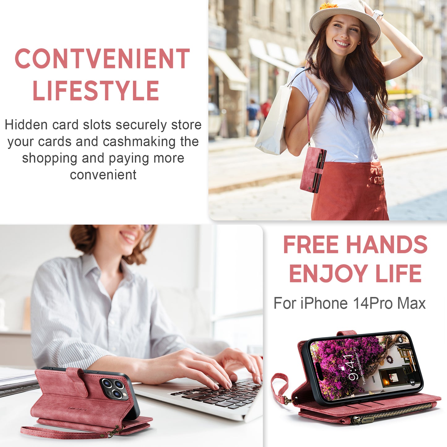 2-in-1 abnehmbare Leder-Brieftaschenhülle für das iPhone
