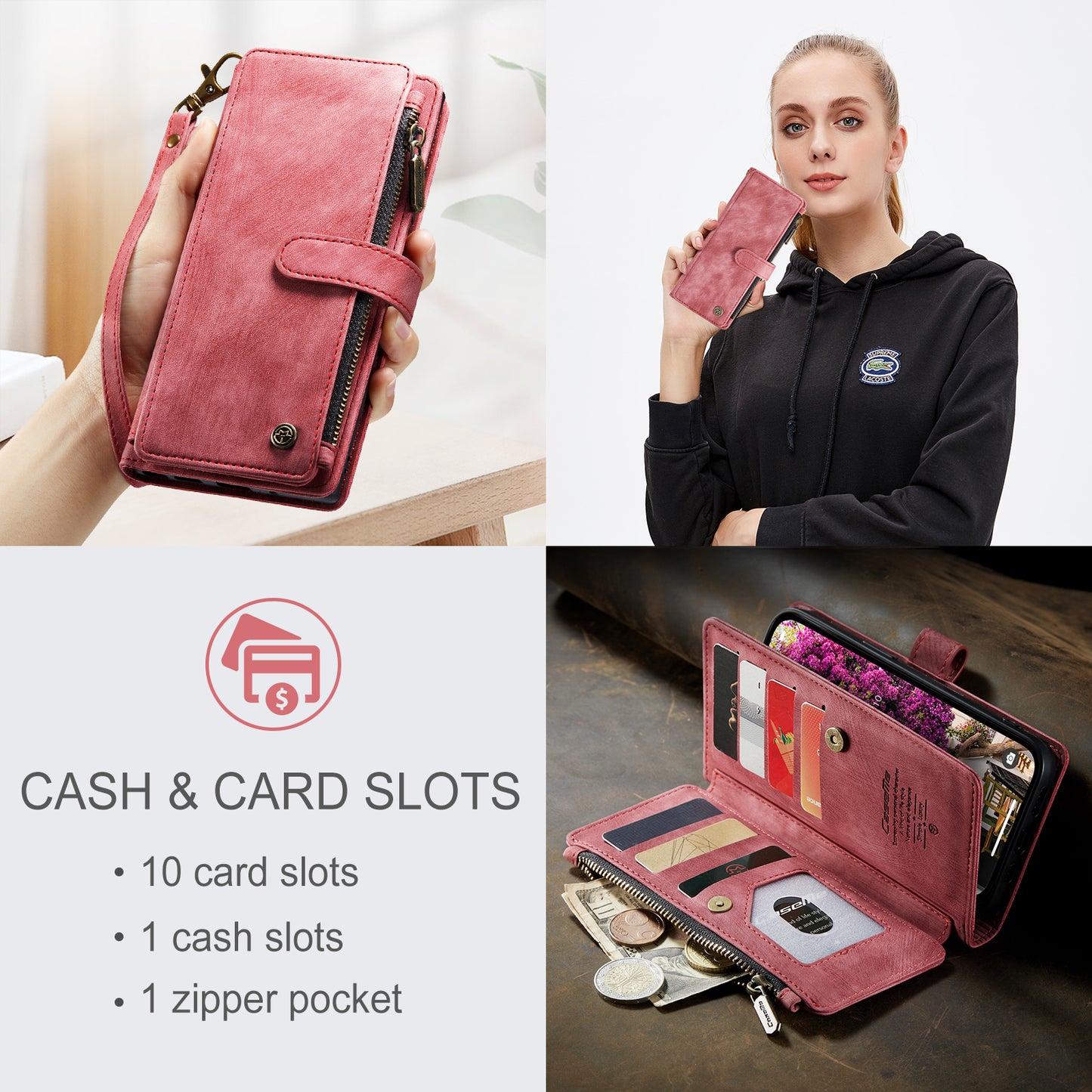2-in-1 abnehmbare Leder-Brieftaschenhülle für das iPhone