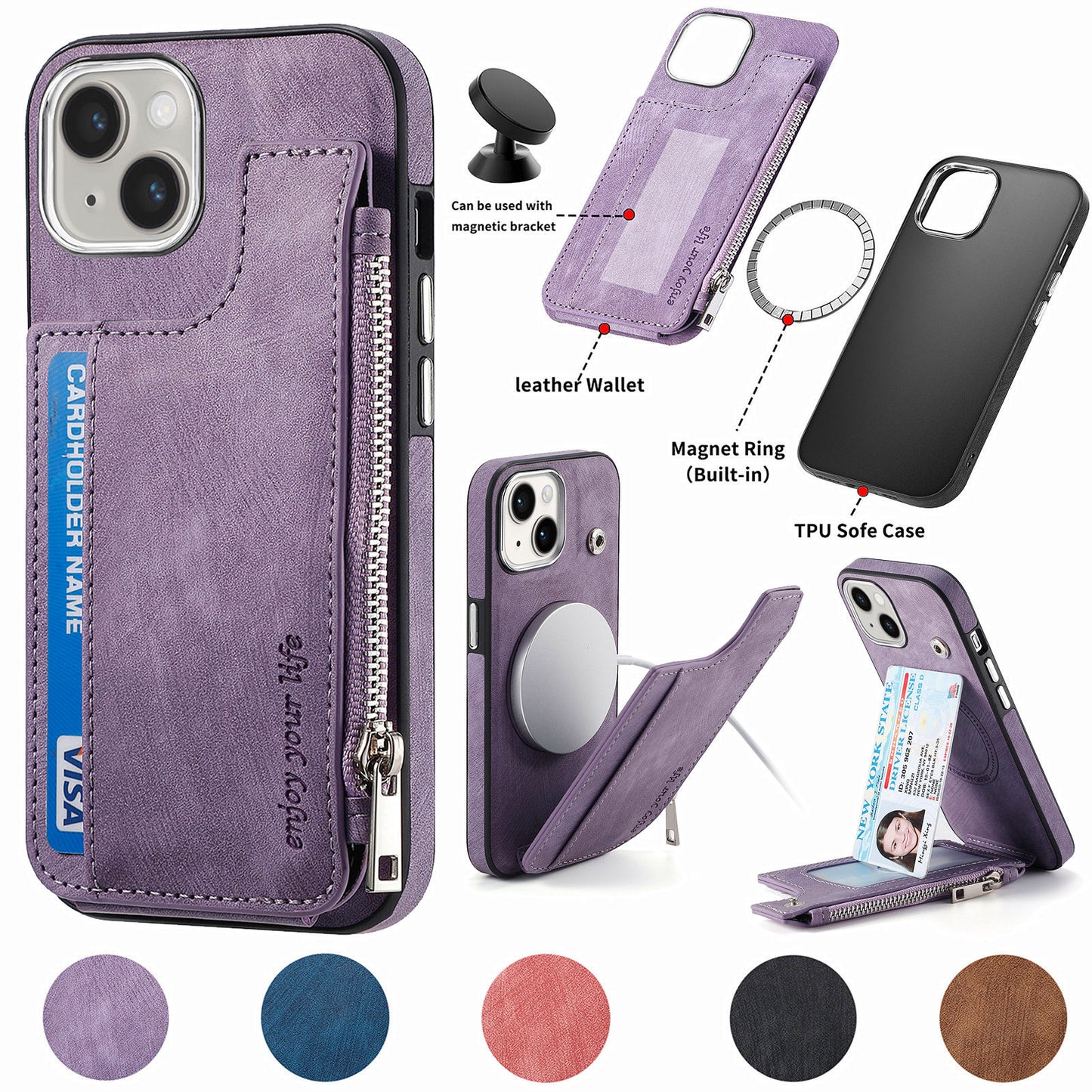 Versatile Magsafe Zipper Case for iPhone