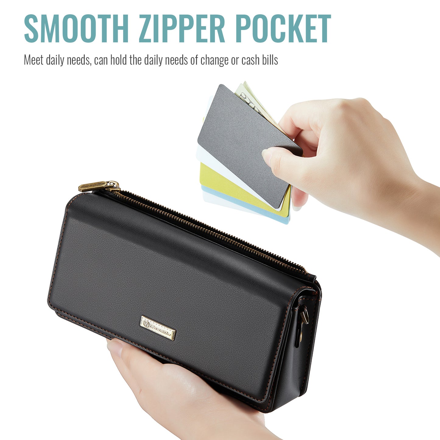 Multi-Functional Crossbody Shoulder Bag for Women/Men - RFID Blocking Wallet with 7 Card Slots, Adjustable Strap & Wristlet, Durable Edging Stitching