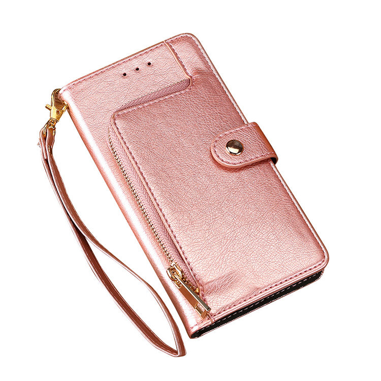 Zip Wallet Credit Card Slot Leather Flip Case for iPhone
