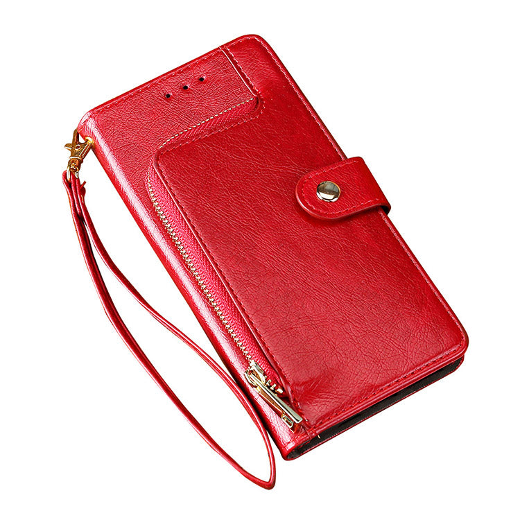 Zip Wallet Credit Card Slot Leather Flip Case for iPhone