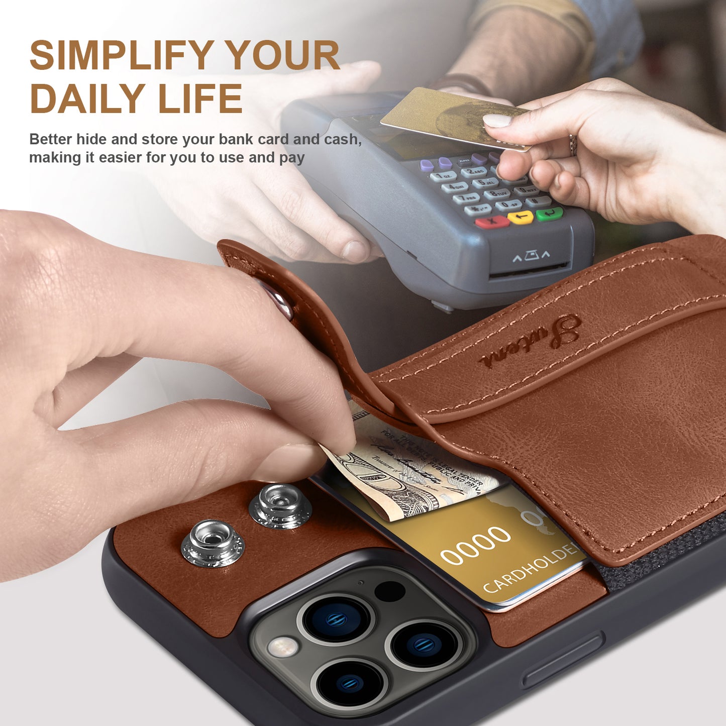 Estuche tipo billetera de cuero desmontable 2 en 1 para iPhone