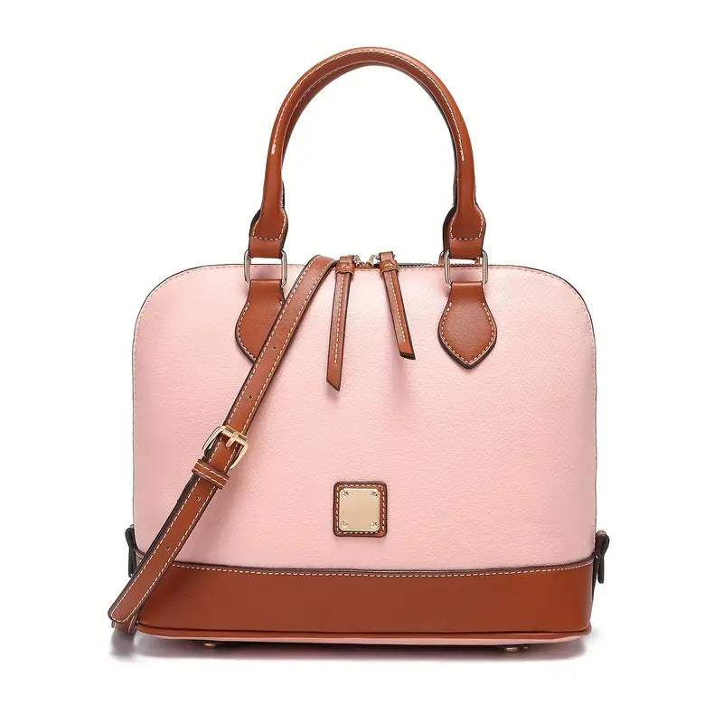 Luxury Color Contrast Satchel Handbag - Classic Style for Women's Office & Work