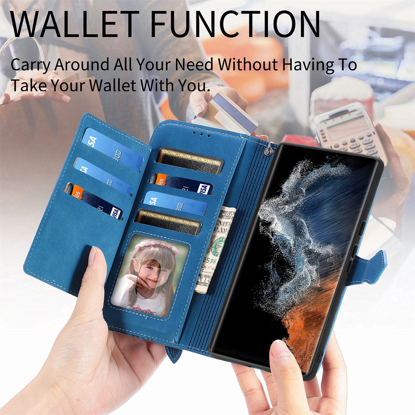 2-in-1 abnehmbare Leder-Brieftaschenhülle für Samsung Galaxy