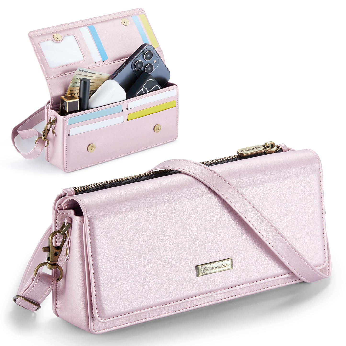 Multi-Functional Crossbody Shoulder Bag for Women/Men - RFID Blocking Wallet with 7 Card Slots, Adjustable Strap & Wristlet, Durable Edging Stitching
