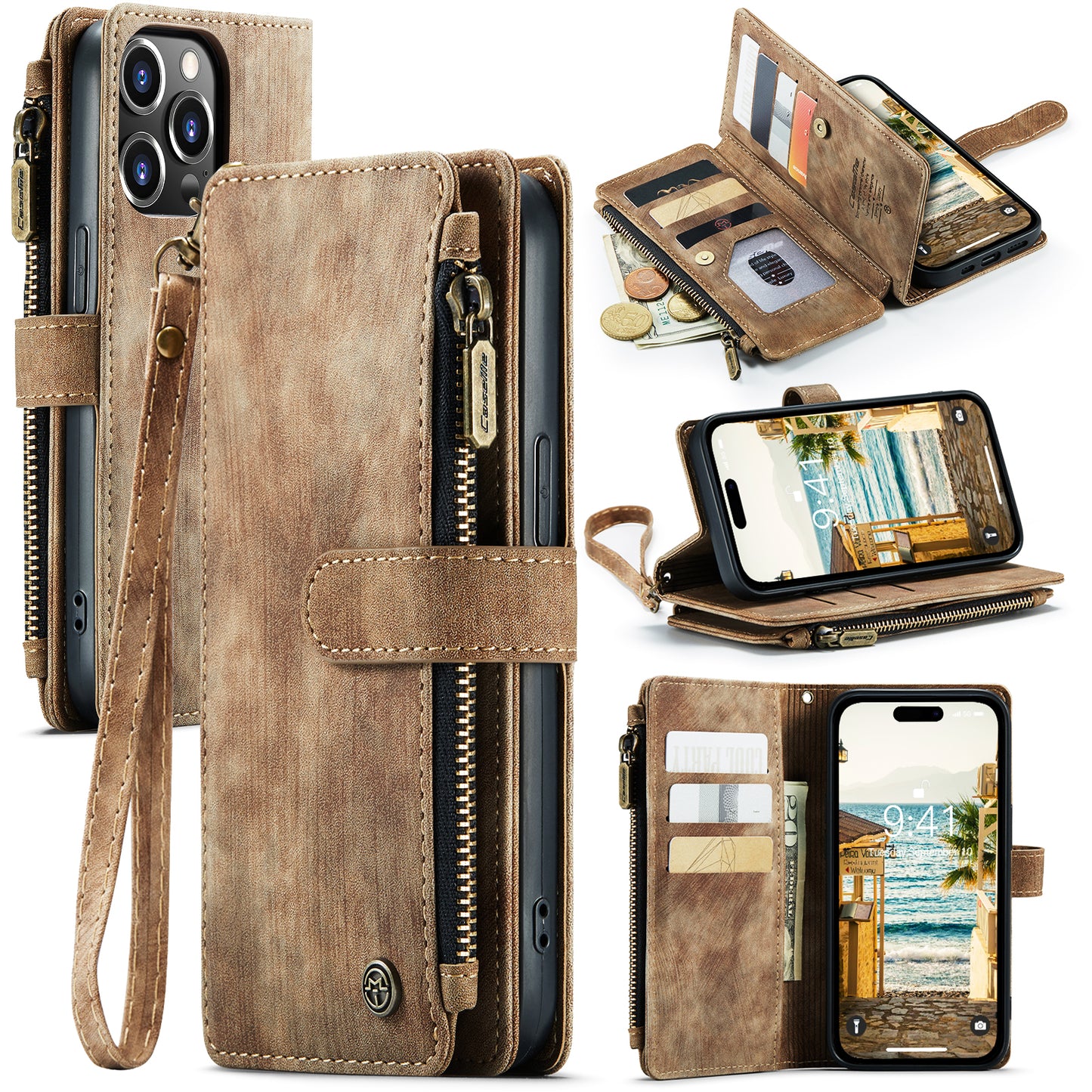 2-in-1 abnehmbare Leder-Brieftaschenhülle für das iPhone