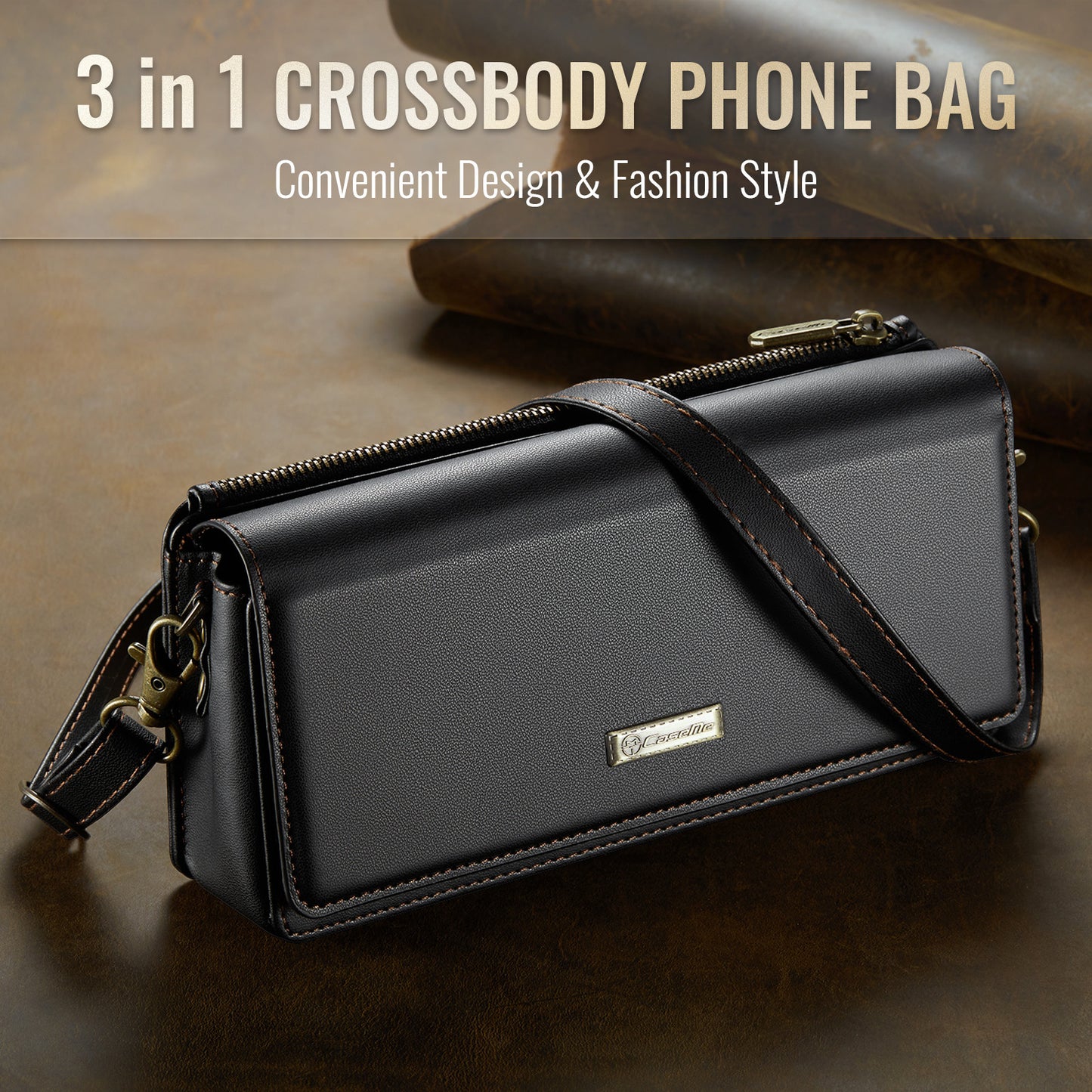 Multi-Functional Crossbody Shoulder Bag for Women/Men - RFID Blocking Wallet with 7 Card Slots, Adjustable Strap & Wristlet, Durable Edging Stitching