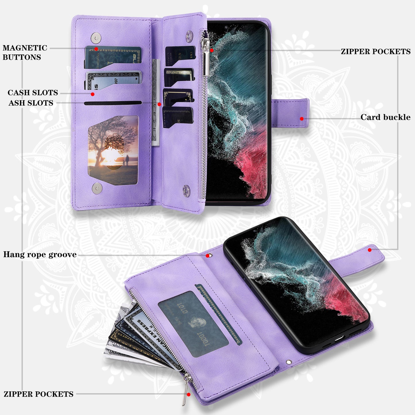 Mandala Wallet Flip Case for Samsung Galaxy