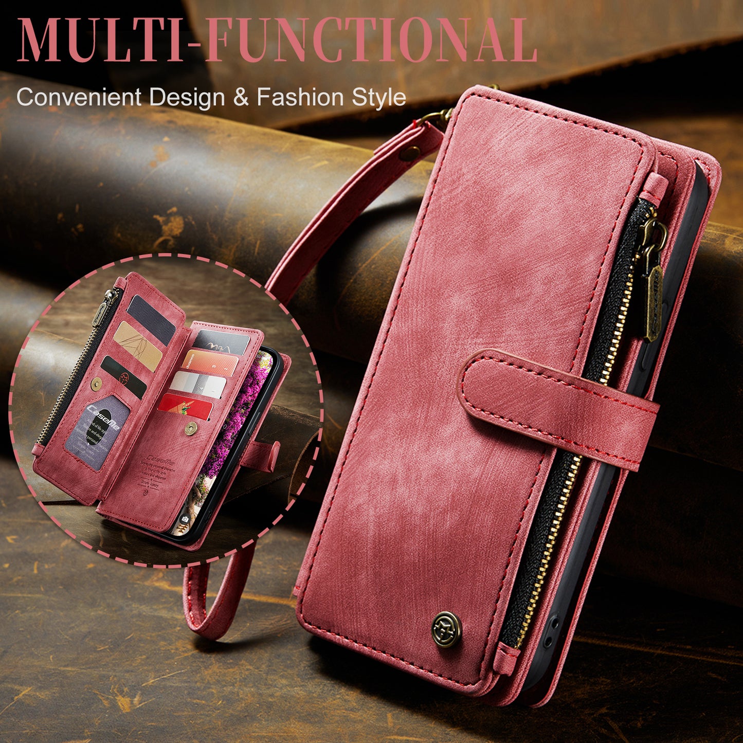2-in-1 abnehmbare Leder-Brieftaschenhülle für das iPhone