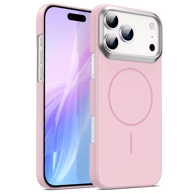 Luxury Metal Camera Frame Magnetic Matte Hard Phone Case Wireless Charging & Shockproof Protection