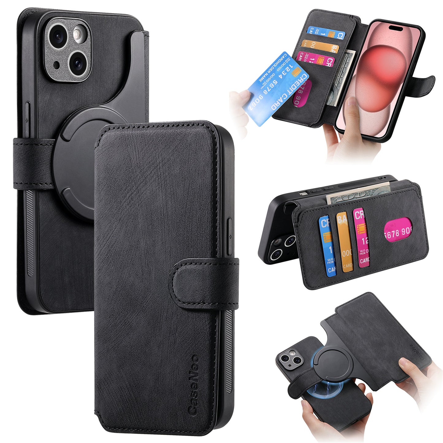 RFID 2-in-1 Detachable Wallet Magnetic Case for iPhone
