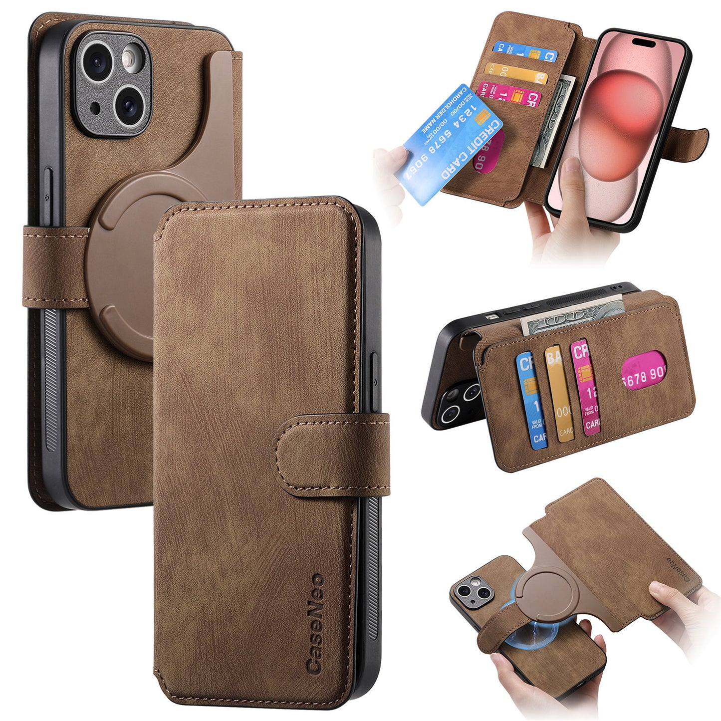 RFID 2-in-1 Detachable Wallet Magnetic Case for iPhone