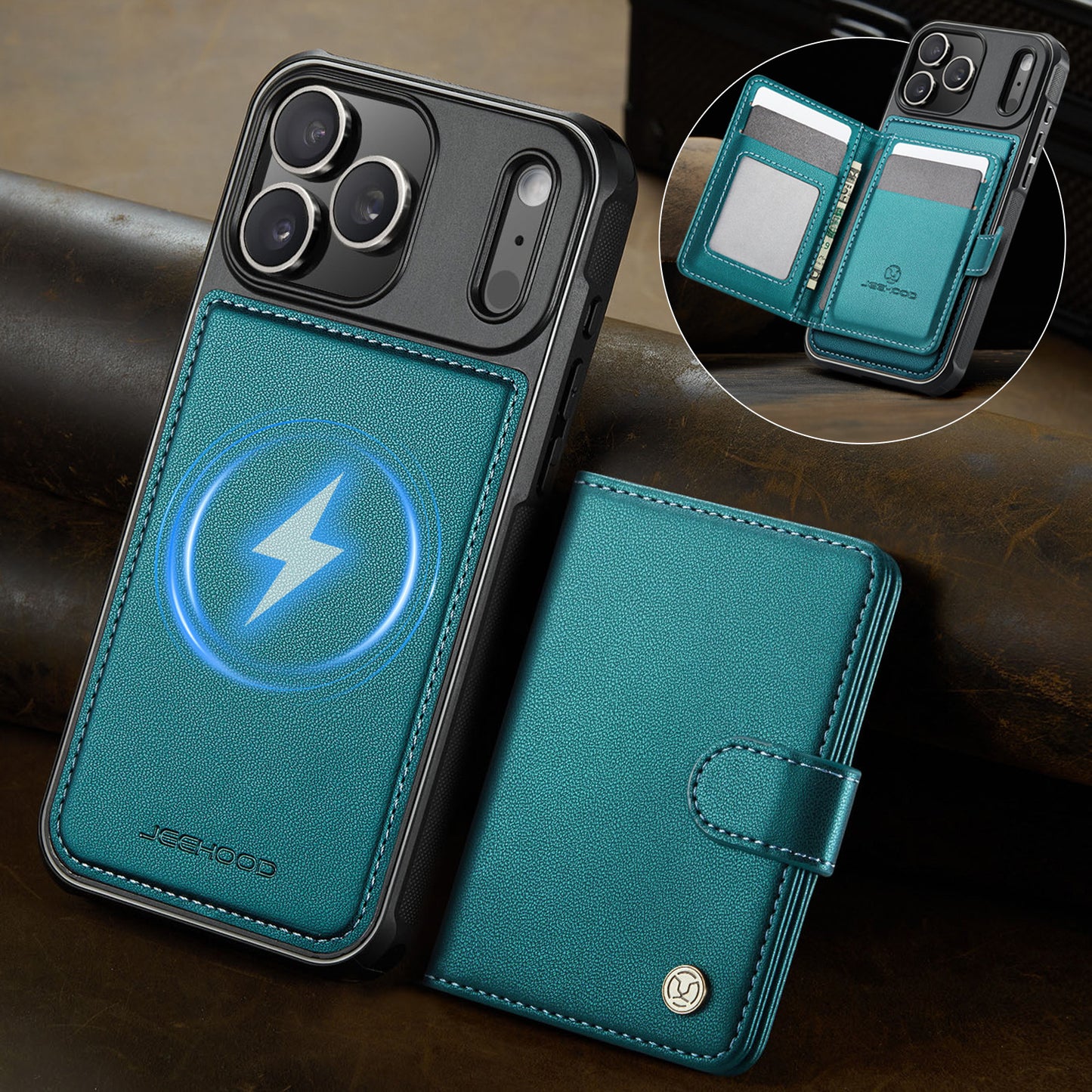 Detachable Magsafe Card Holder Phone Case for iPhone 17