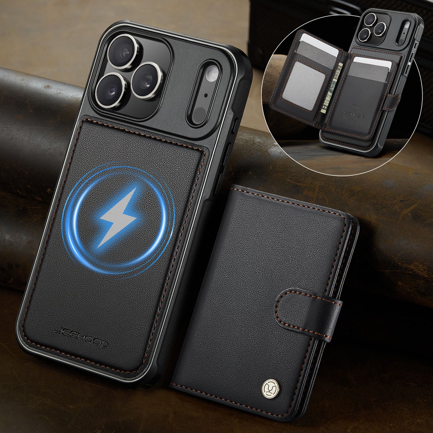Detachable Magsafe Card Holder Phone Case for iPhone 17