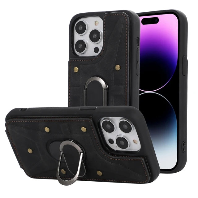 Leather Ring Stand Case for iPhone