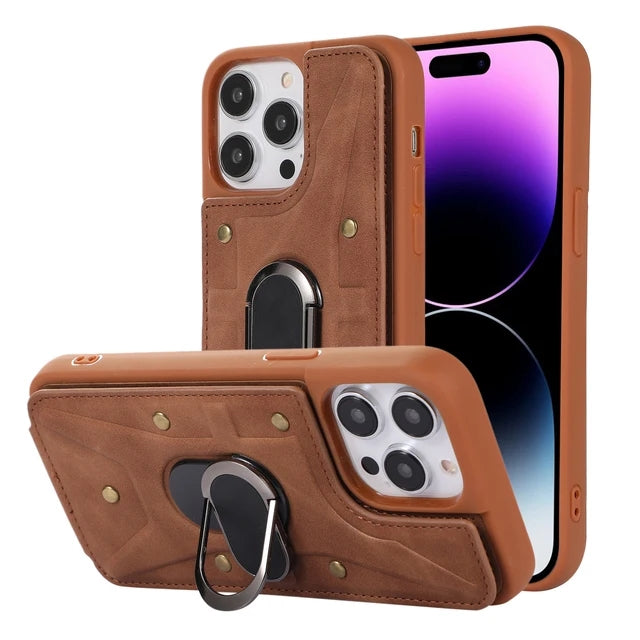 Leather Ring Stand Case for iPhone