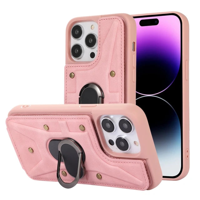 Leather Ring Stand Case for iPhone