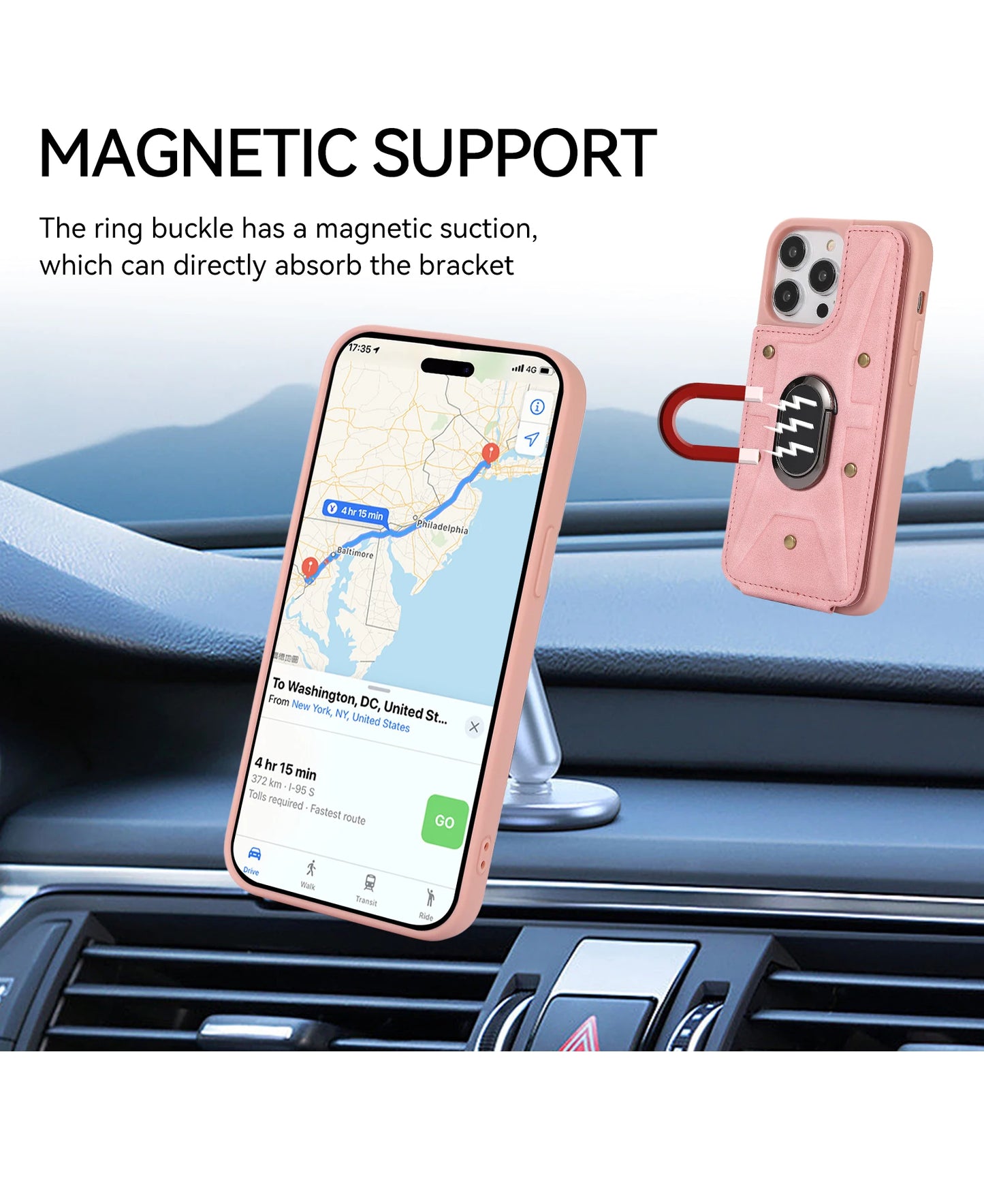 Leather Ring Stand Case for iPhone